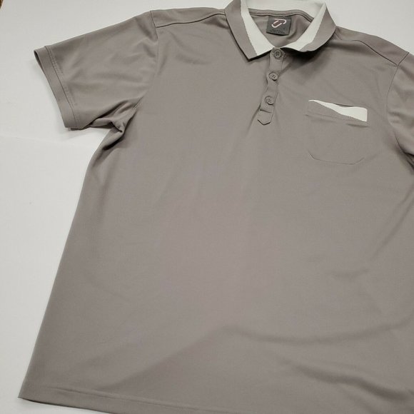 Gray Men's 100% Polyester Short Sleeve Polo Golf Shirt Large Excellent Condition - Picture 8 of 9
